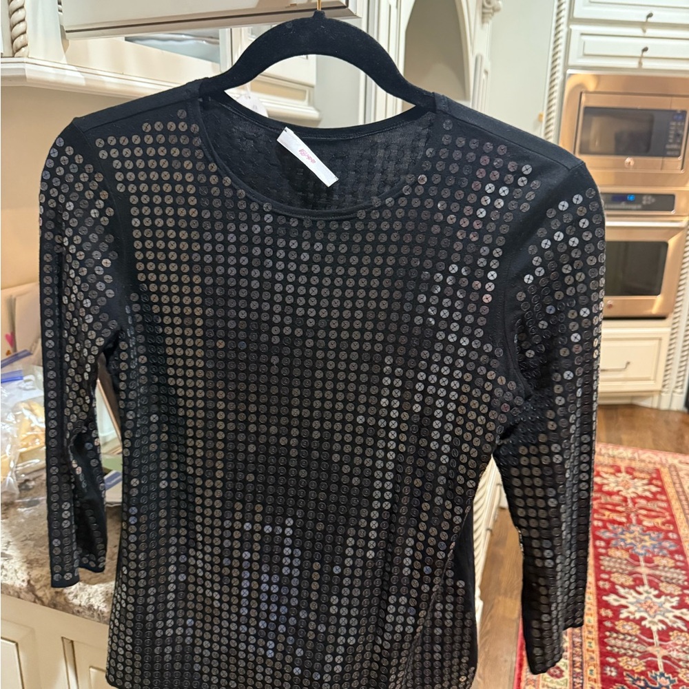 Leggiadro Black Sequin Blouse